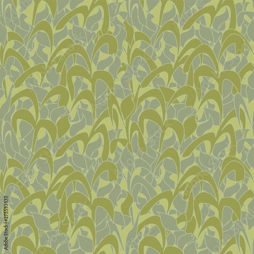 Seamless pattern, olive camouflage from reed leaves for fabrics, wallpapers, tablecloths, prints and designs. Abstract background for mobile applications. EPS file, vector