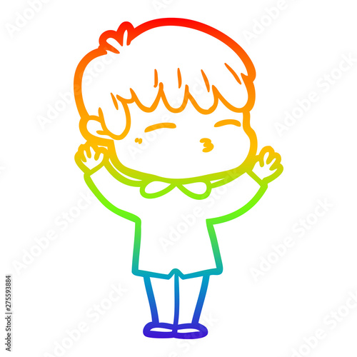 rainbow gradient line drawing cartoon curious boy
