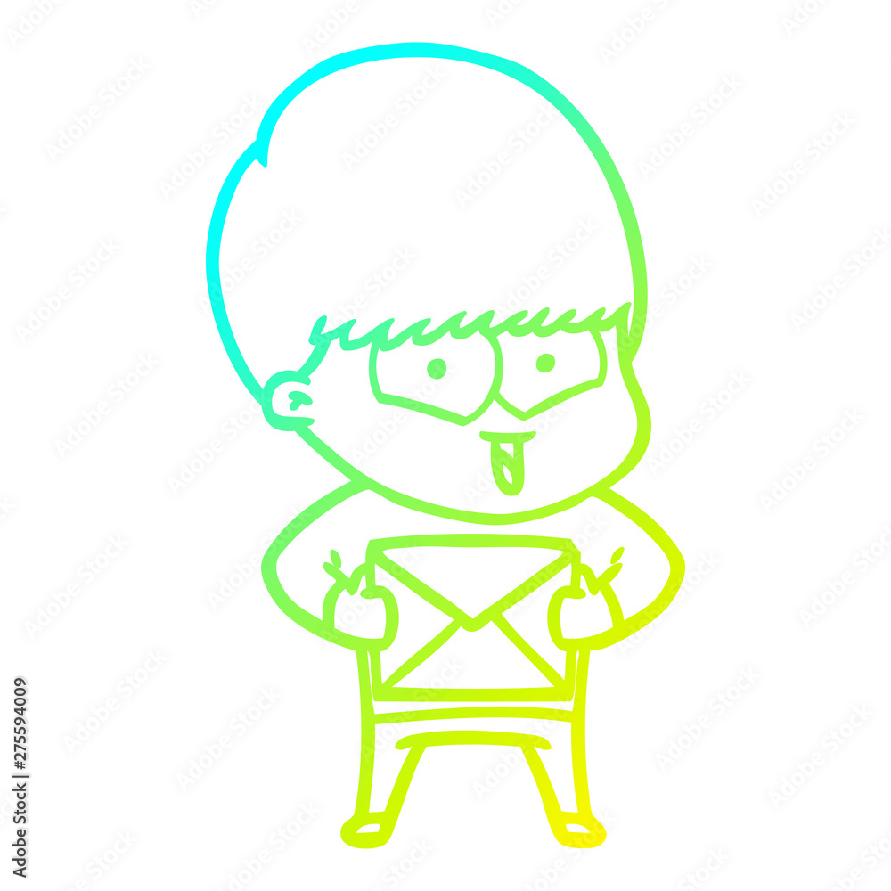 cold gradient line drawing cartoon happy boy cold gradient line drawing cartoon happy boy