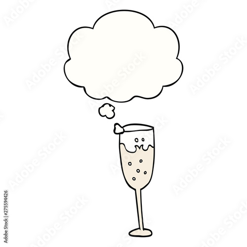 cartoon champagne glass and thought bubble