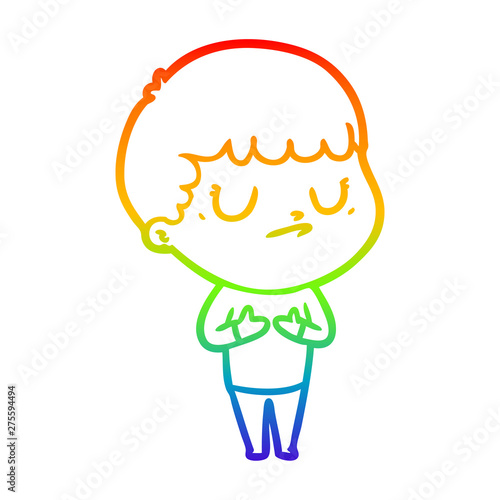 rainbow gradient line drawing cartoon grumpy boy