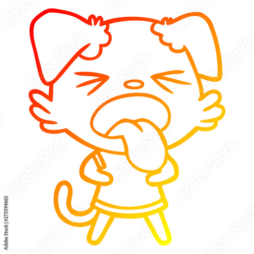 warm gradient line drawing cartoon disgusted dog