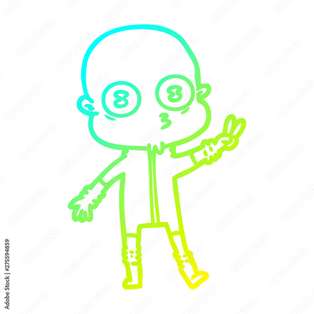 cold gradient line drawing cartoon weird bald spaceman cold gradient line drawing cartoon weird bald spaceman