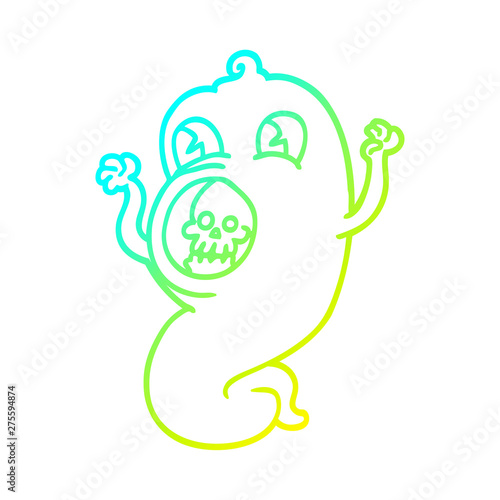 cold gradient line drawing spooky cartoon ghost