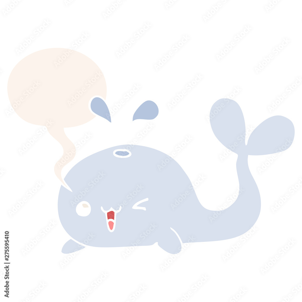 cartoon whale and speech bubble in retro style cartoon whale and speech bubble in retro style