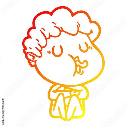 warm gradient line drawing cartoon man singing