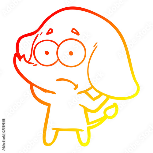warm gradient line drawing cartoon unsure elephant