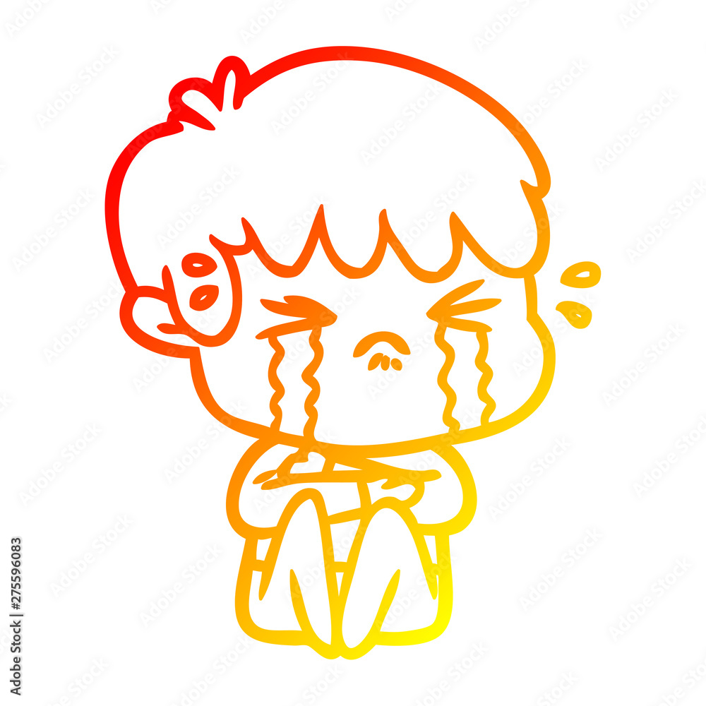 warm gradient line drawing cartoon boy crying warm gradient line drawing cartoon boy crying