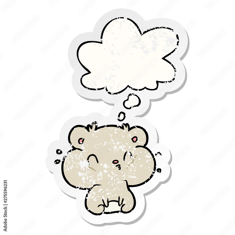cartoon hamster and thought bubble as a distressed worn sticker cartoon hamster and thought bubble as a distressed worn sticker