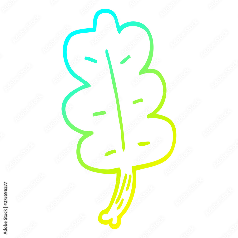 cold gradient line drawing cartoon autumnal leaf cold gradient line drawing cartoon autumnal leaf