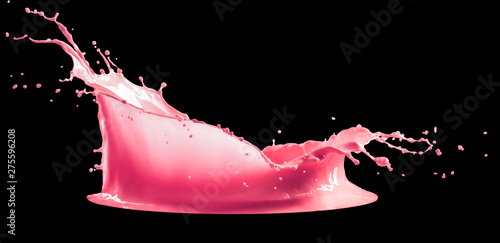 pink paint splash isolated on black background