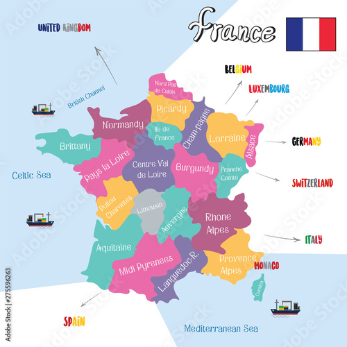 France map.vector.EPS10.illustration.