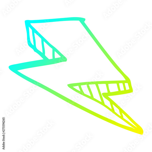 cold gradient line drawing cartoon lightening bolt