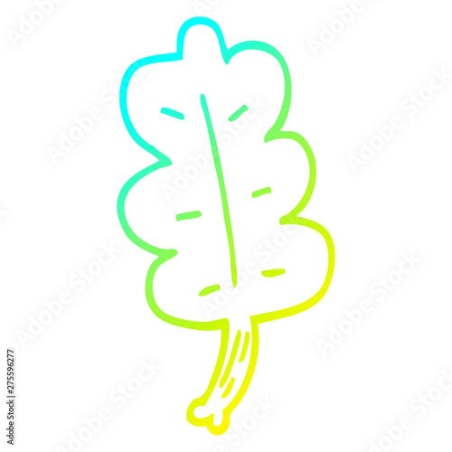 cold gradient line drawing cartoon autumnal leaf