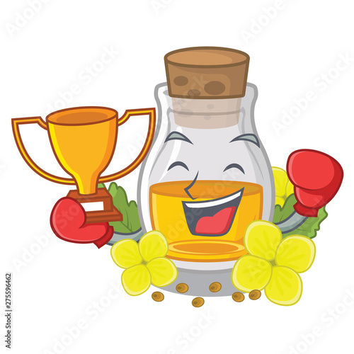 Boxing winner mustard oil in the cartoon shape