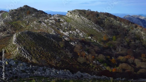 Beech forest in autumn. View from Cerredo mountain, Castro Urdiales, Cantabrian Sea, Cantabria, Spain, Europe photo