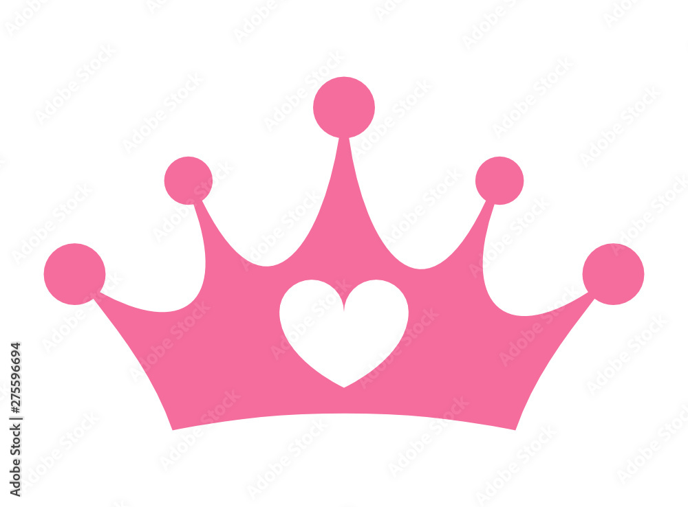 Vector illustration of a pink princess crown with the heart emblem isolated white background vector de Stock Adobe