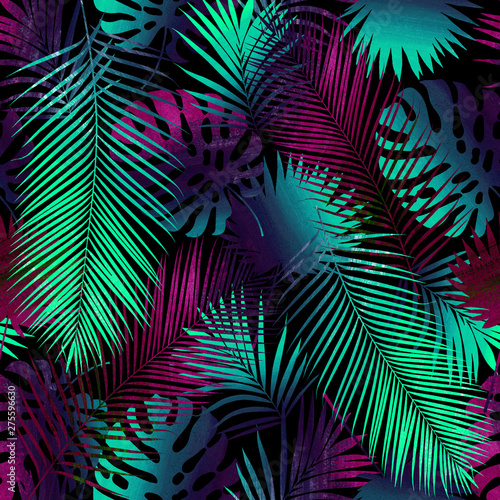 Collage of tropical leaves