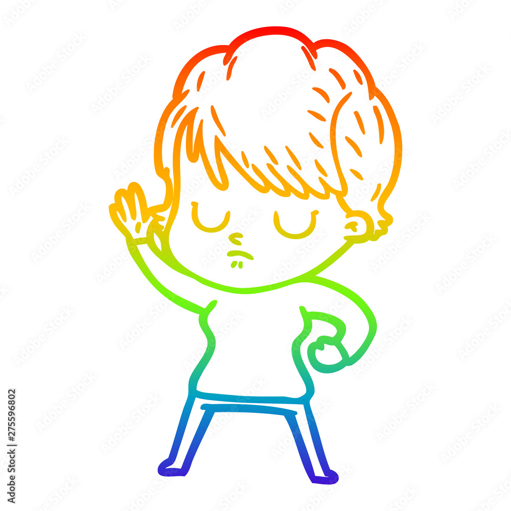 rainbow gradient line drawing cartoon woman rainbow gradient line drawing cartoon woman