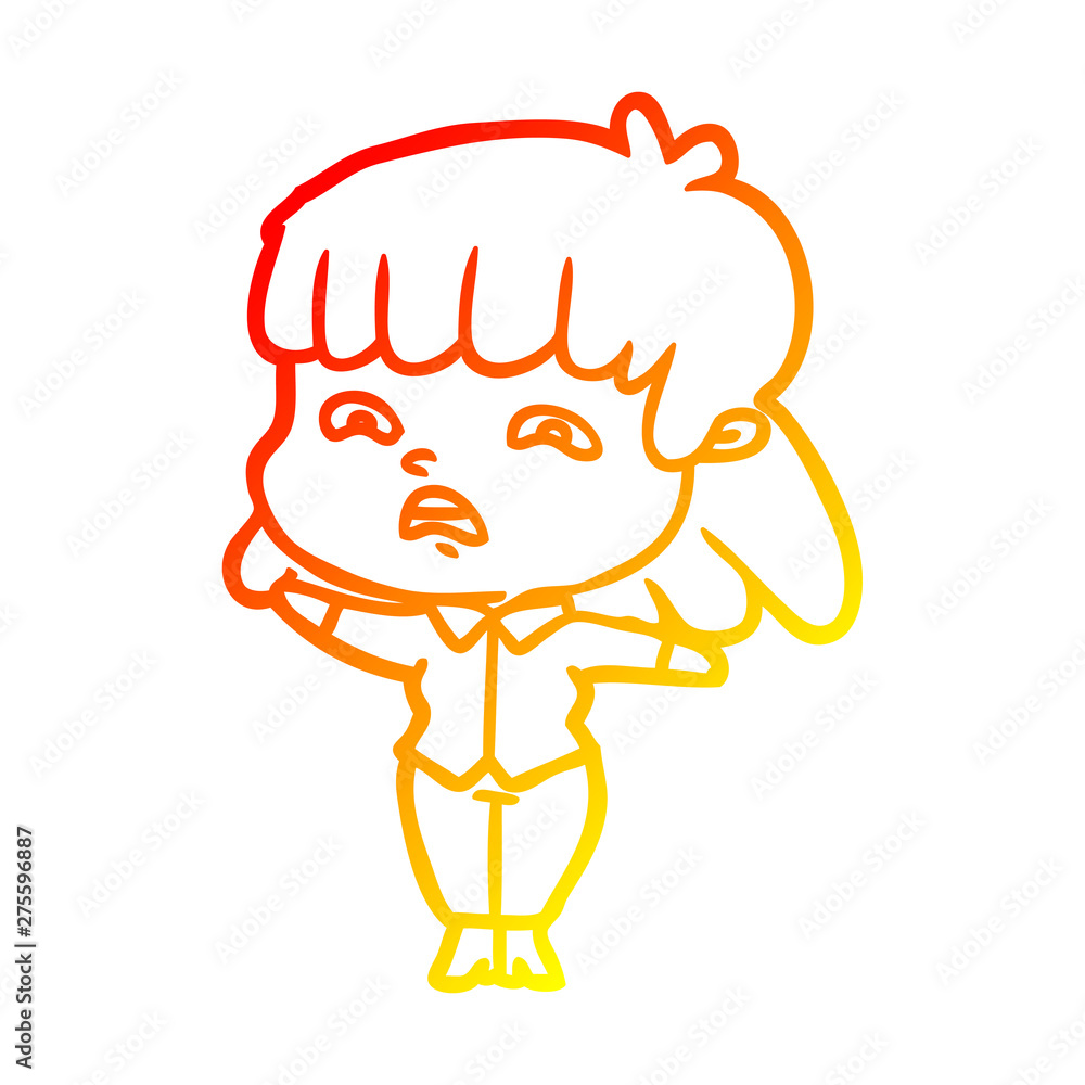 warm gradient line drawing cartoon worried woman warm gradient line drawing cartoon worried woman