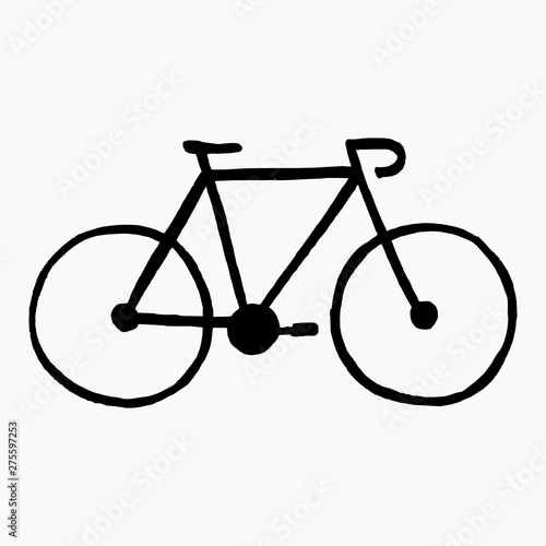 High quality hand drawn vector illustration of racing bicycle icon isolated on white background