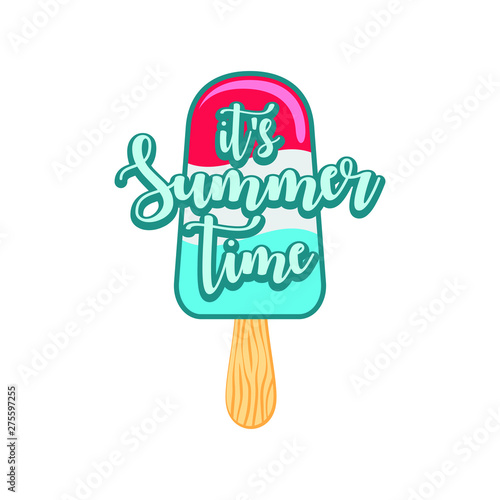 Unique Modern Popsicle Summer Time Design Background Banner Template with Text It's Summer Time for Used Personally and All Business Company