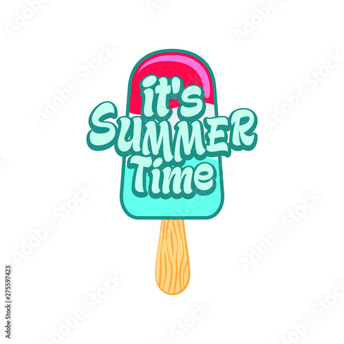 Unique Modern Popsicle Summer Time Design Background Banner Template with Text It's Summer Time for Used Personally and All Business Company