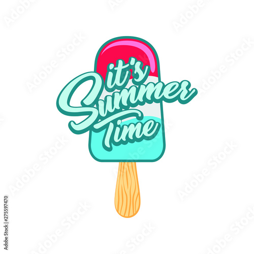 Unique Modern Popsicle Summer Time Design Background Banner Template with Text It's Summer Time for Used Personally and All Business Company