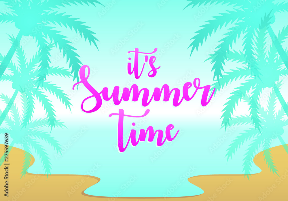 Unique Modern Summer Time Design Background Banner Template with Text It's Summer Time for Used Personally and All Business Company
