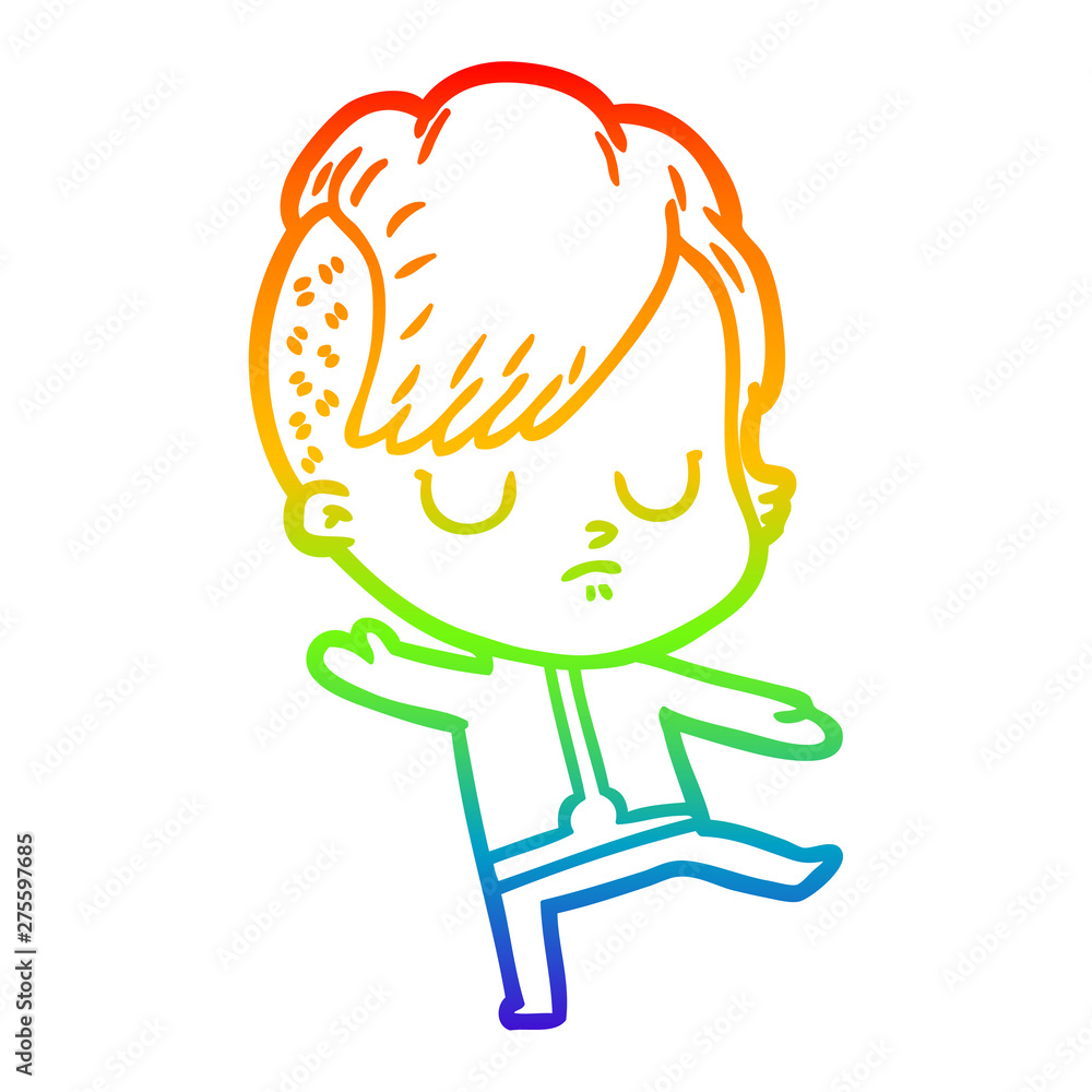 rainbow gradient line drawing cartoon woman rainbow gradient line drawing cartoon woman