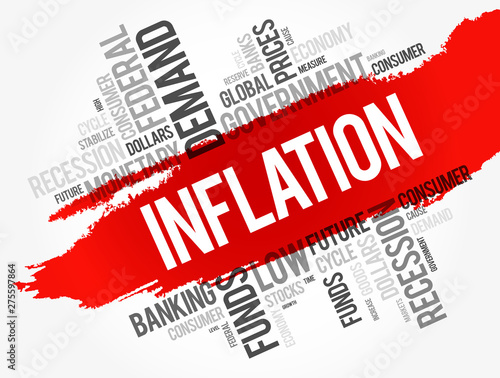 Inflation word cloud collage, business concept background