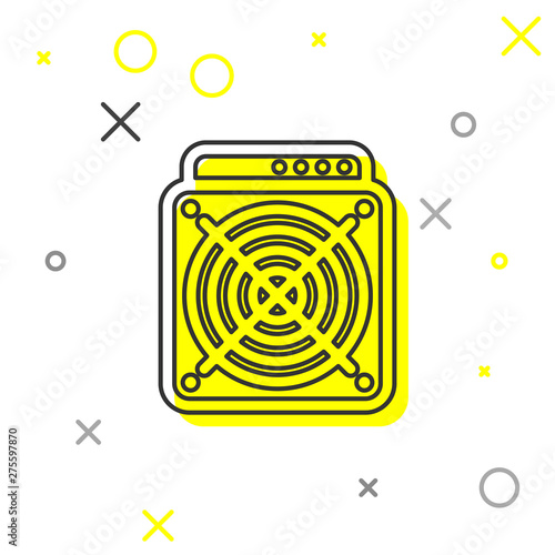 Grey ASIC Miner line icon isolated on white background. Cryptocurrency mining equipment and hardware. Application specific integrated circuit. Vector Illustration