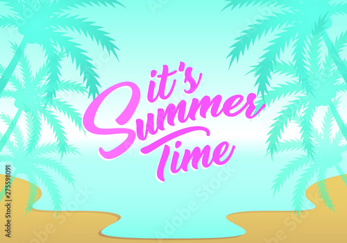 Unique Modern Summer Time Design Background Banner Template with Text It's Summer Time for Used Personally and All Business Company
