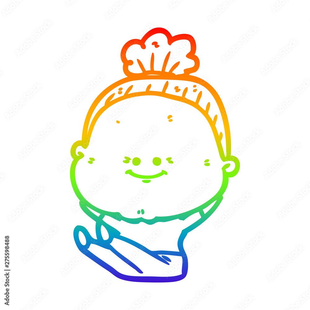 rainbow gradient line drawing cartoon happy old woman rainbow gradient line drawing cartoon happy old woman