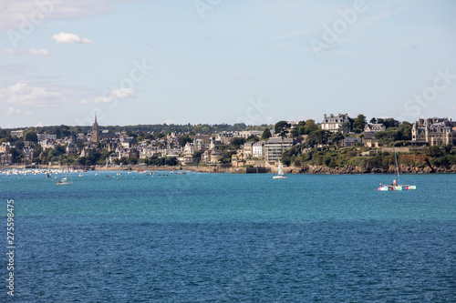  View from the ramparts at marina and the town of Dinard. Saint Malo, Brittany, France