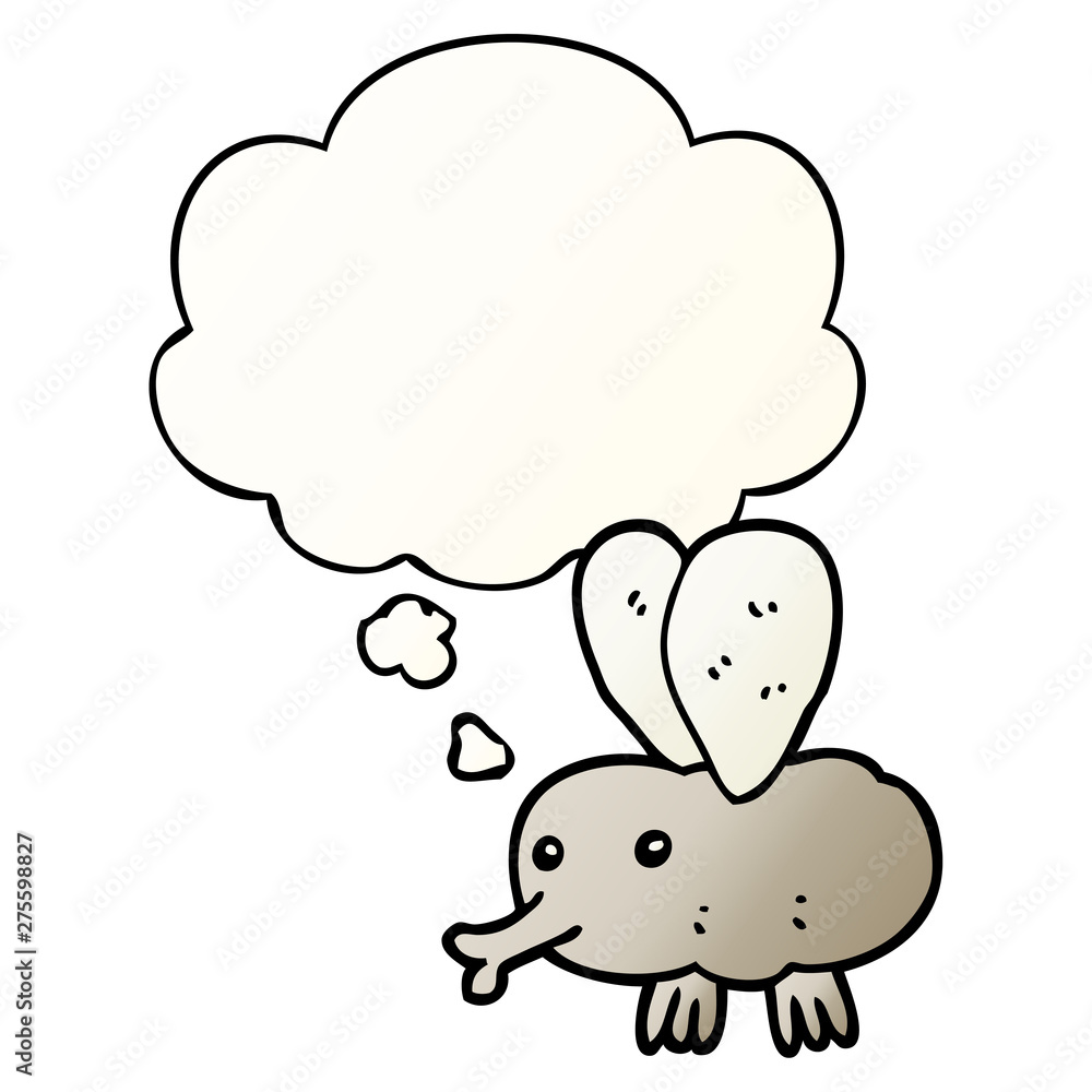 cartoon fly and thought bubble in smooth gradient style cartoon fly and thought bubble in smooth gradient style