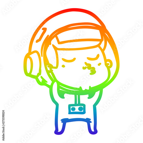 rainbow gradient line drawing cartoon confident astronaut