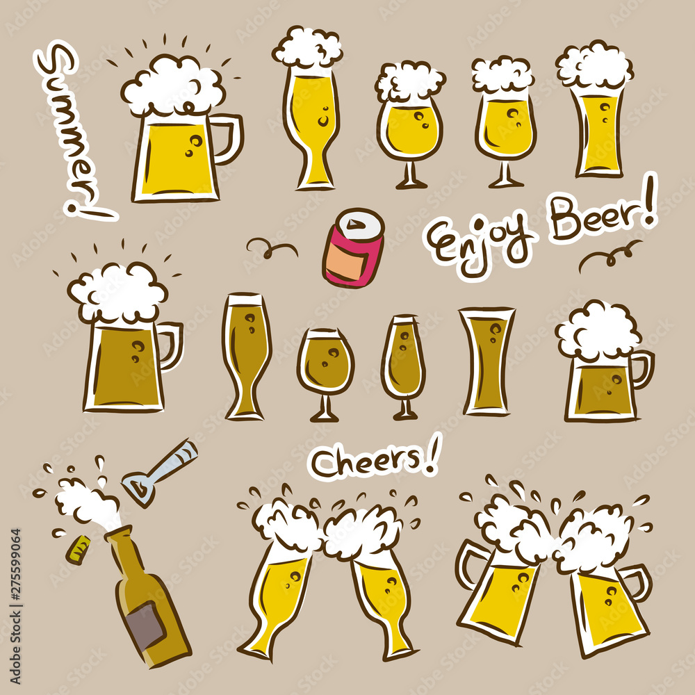 ジョッキ グラスに注がれた生ビール 飲み会 宴会 夏のイメージ Stock Vector Adobe Stock