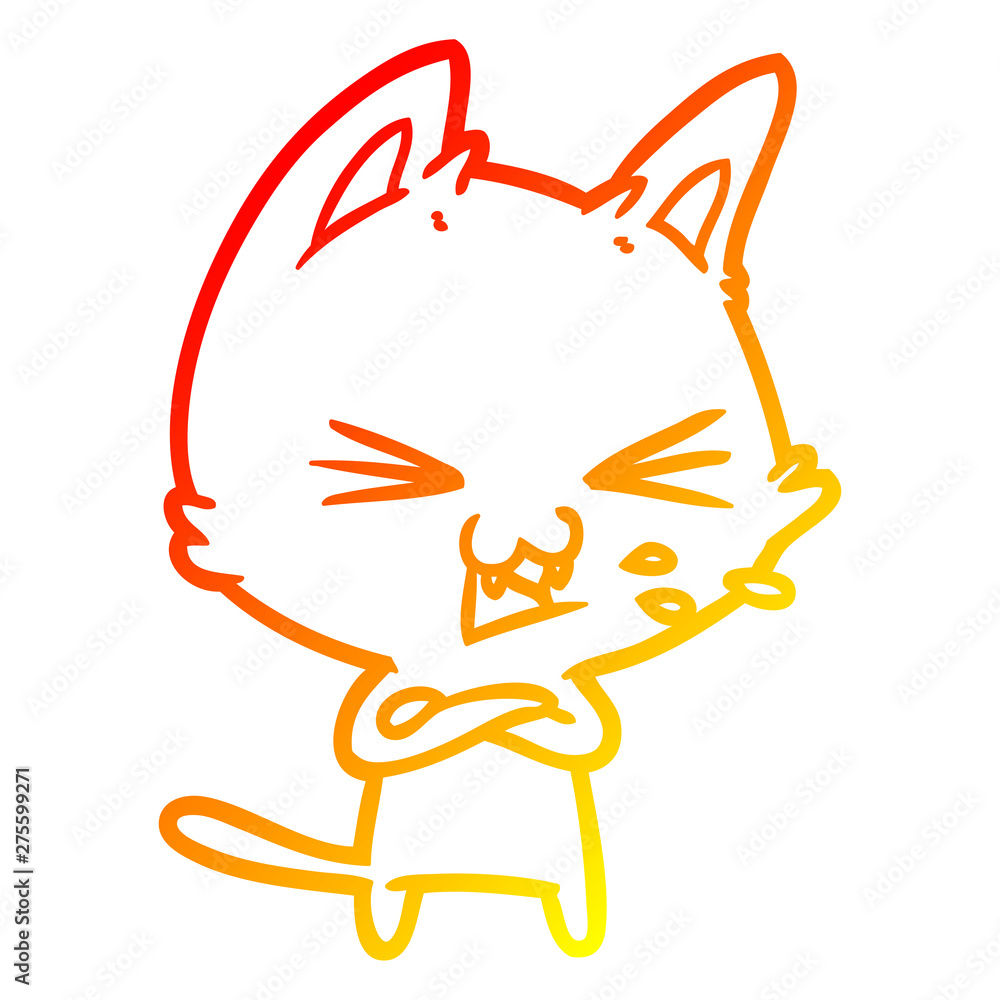 warm gradient line drawing cartoon cat hissing warm gradient line drawing cartoon cat hissing