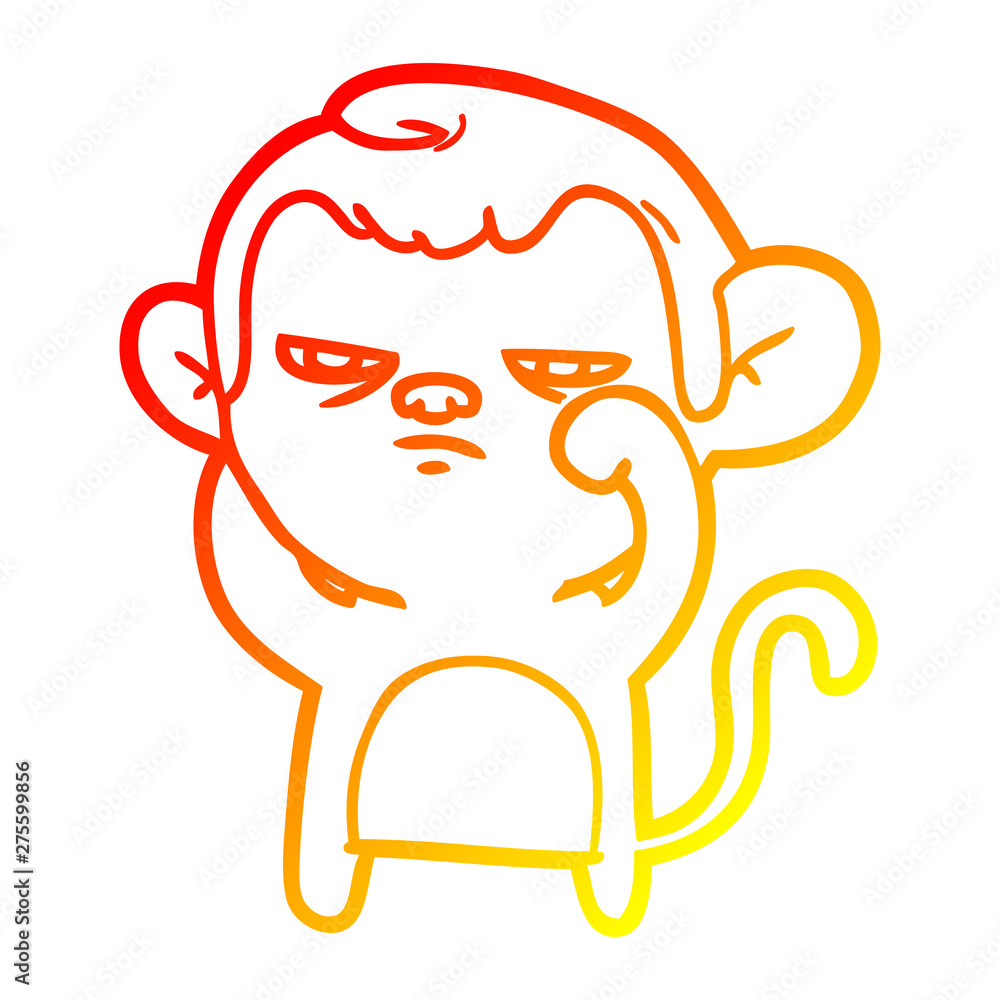 warm gradient line drawing cartoon annoyed monkey warm gradient line drawing cartoon annoyed monkey