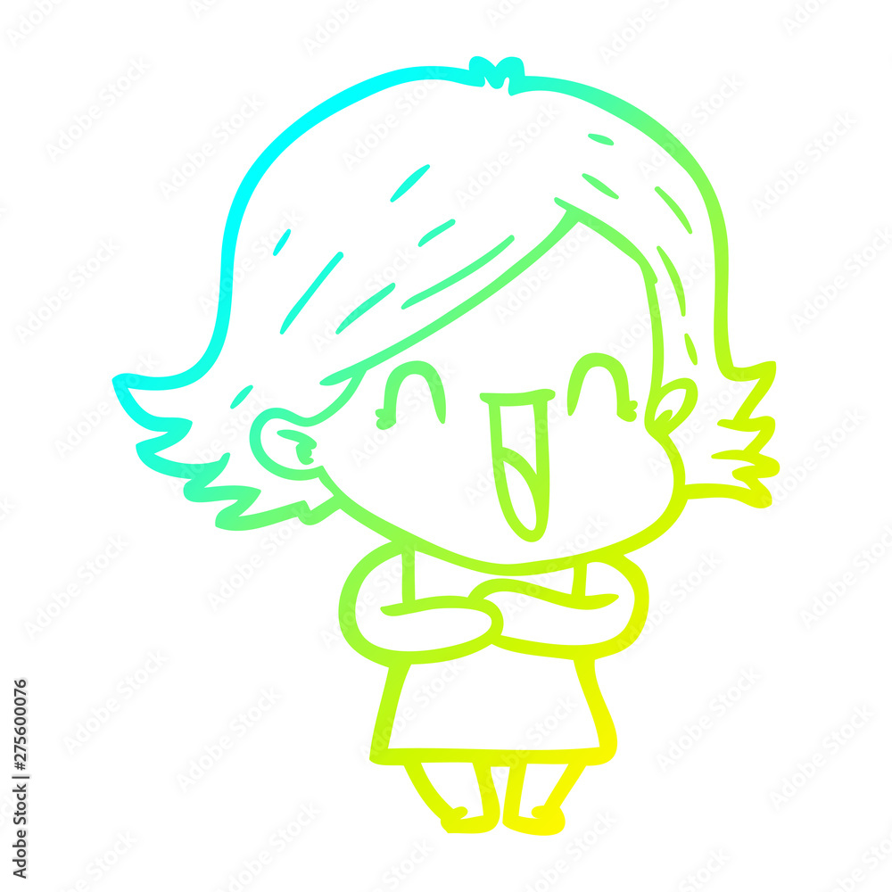 cold gradient line drawing cartoon laughing woman cold gradient line drawing cartoon laughing woman