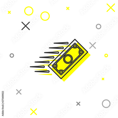 Grey Fast payments line icon isolated on white background. Fast money transfer payment. Financial services, fast loan, time is money, cash back concept. Vector Illustration