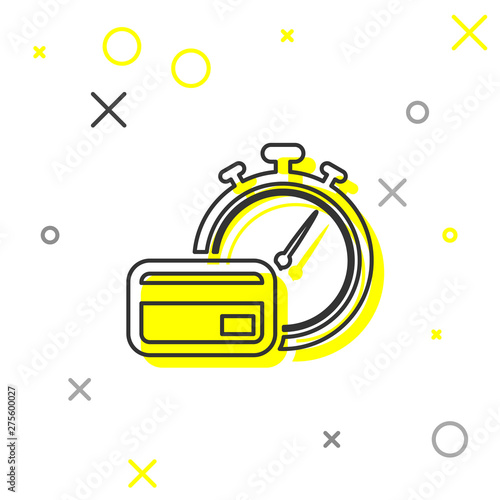 Grey Fast payments line icon isolated on white background. Fast money transfer payment. Financial services, fast loan, time is money, cash back concept. Vector Illustration