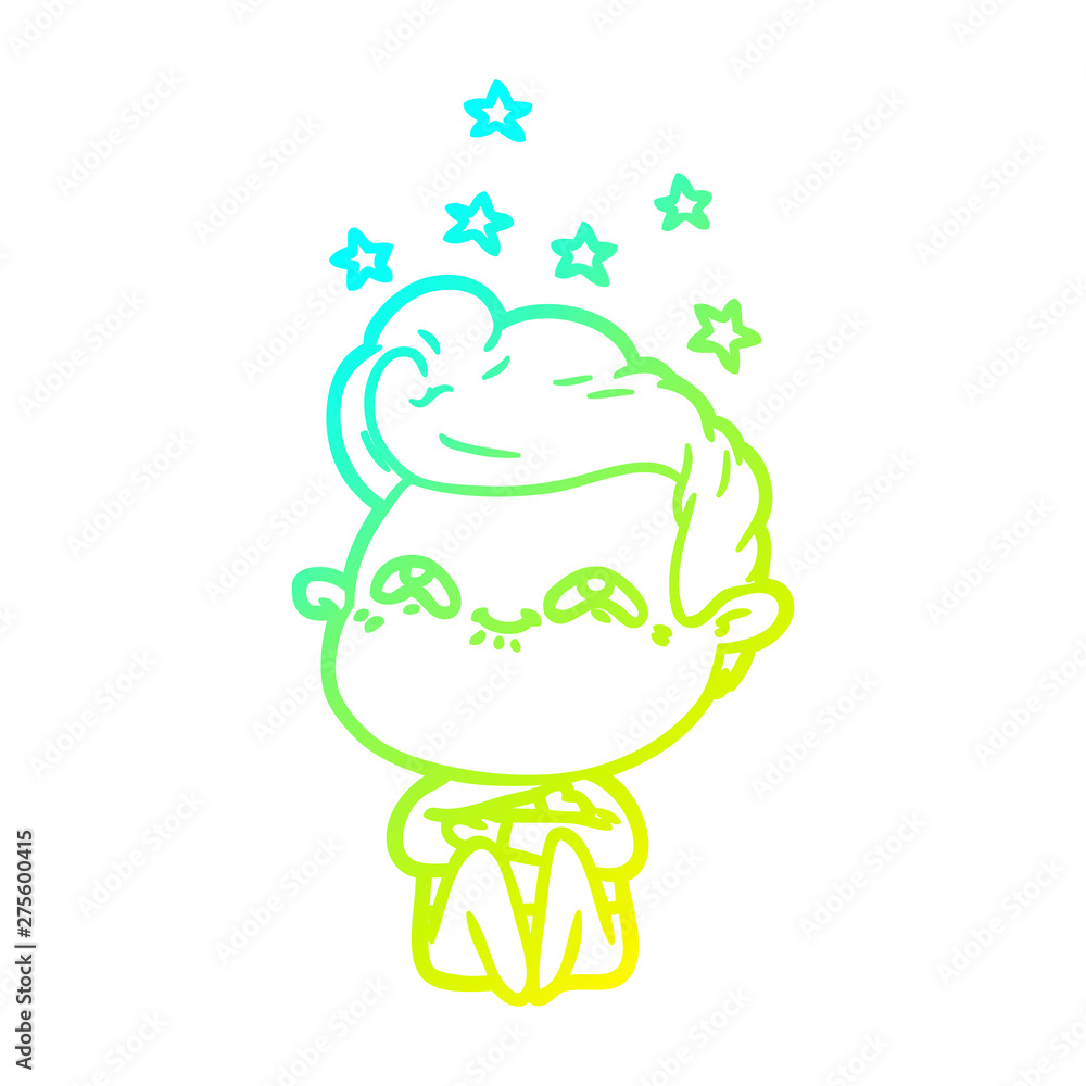 cold gradient line drawing cartoon excited man cold gradient line drawing cartoon excited man