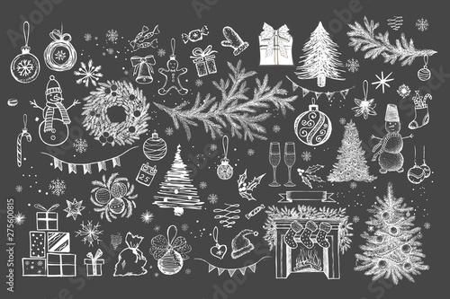 Christmas design element in doodle style. Hand drawn. 