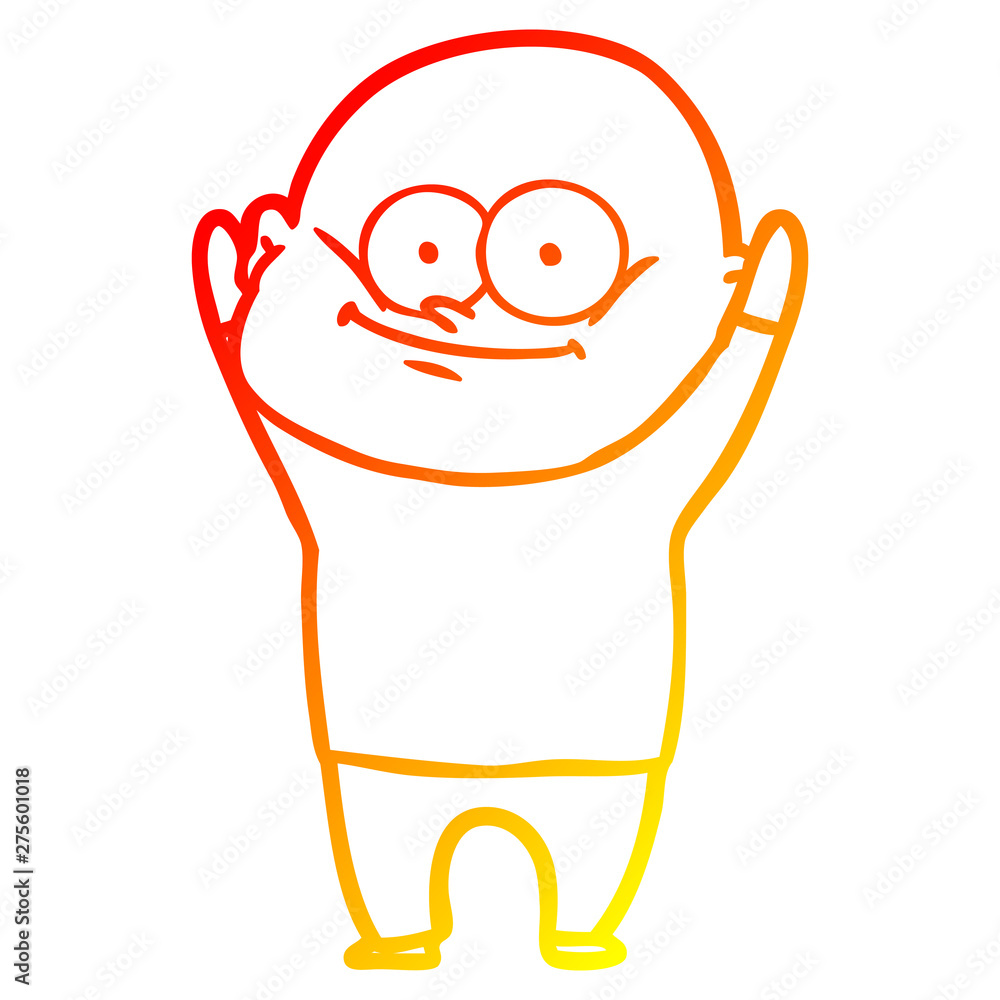 Obraz premium warm gradient line drawing cartoon bald man staring