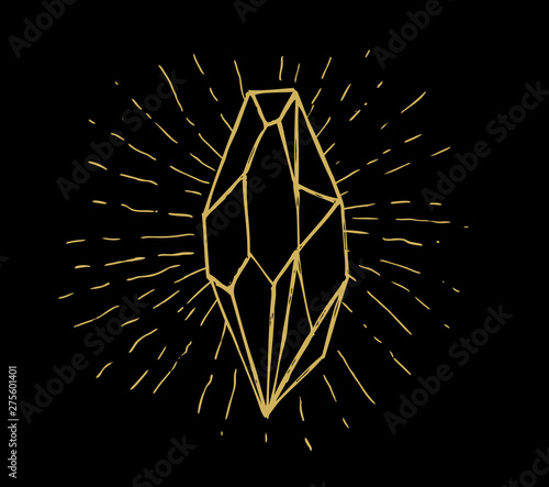 Crystals and Minerals. Hand drawn illustration.