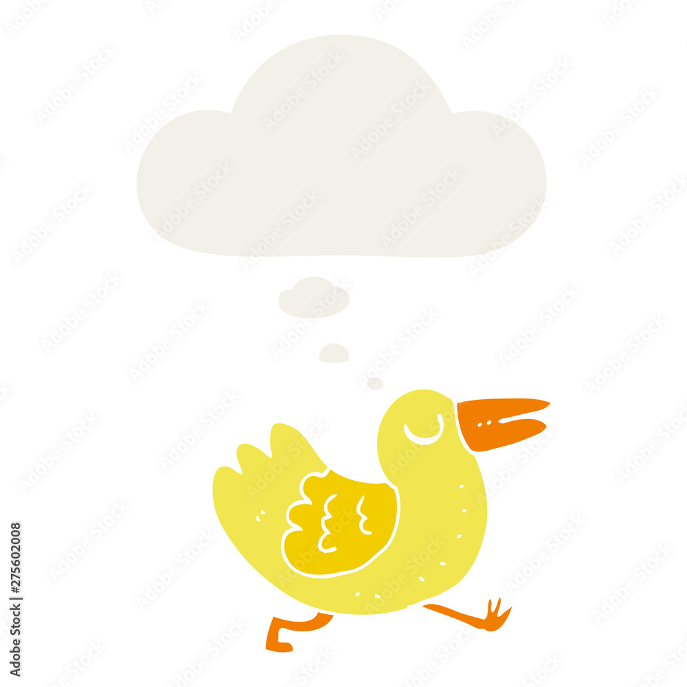 cartoon bird and thought bubble in retro style cartoon bird and thought bubble in retro style