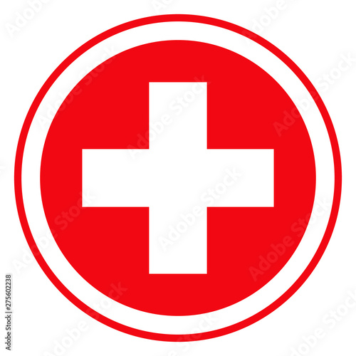 First aid. Medical cross vector icon. Medicinal and pharmacy sign. Vetor illustration