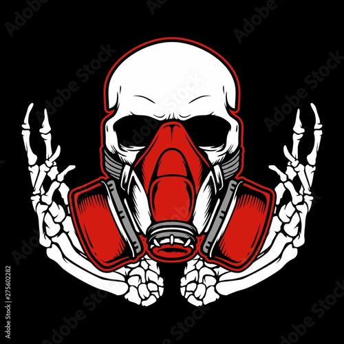 Graffiti skull with gas mask hand drawing,Shirt designs, biker, disk jockey, gentleman, barber and many others. isolated and easy to edit. Vector Illustration - Vector